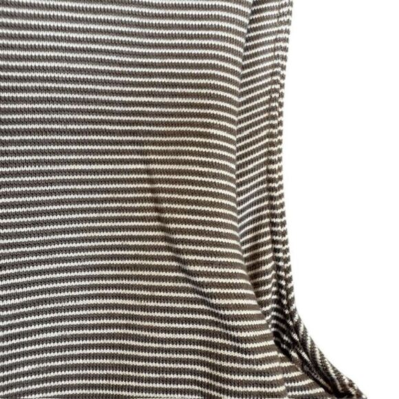 Athleta Micro Striped Westwood Dress Taupe White Ruched Sleeveless Oversized XS - Picture 4 of 11